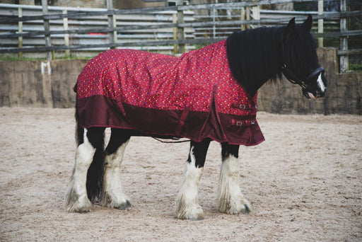 Lightweight Horse Turnout Rainsheet Waterproof 600D Ripstop Red Dot 5'6-6'9