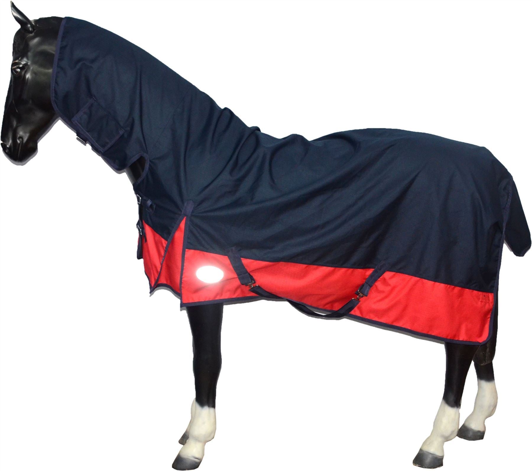 1200D Liteweight Turnout Horse Rug Waterproof Combo Full Neck Navy/Red 4'6-7'3