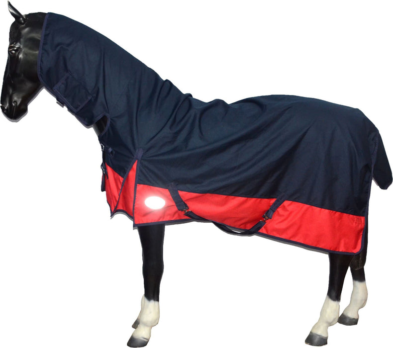 1200D Liteweight Turnout Horse Rug Waterproof Combo Full Neck Navy/Red 4'6-7'3