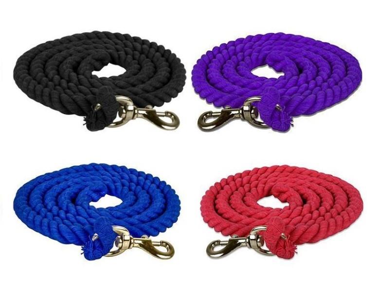 Cotton Lead Rope Trigger Silver Clips Twisted Horse Dog Snap Hook 5 Colours 2 mtrs