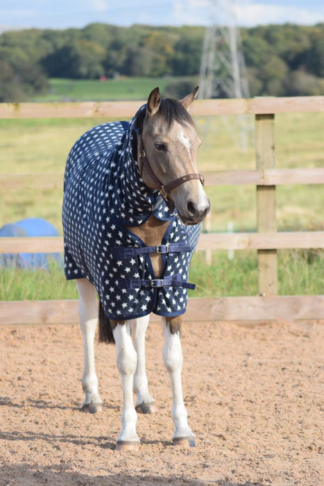 250gsm Fleece Breathable Cooler Moist Anti Sweat Fleece Rug Navy White 5'3 - 7'0