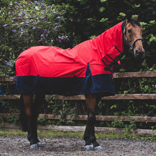 600D Lightweight Turnout Horse Rug Waterproof Combo Full Neck Red/Navy 5'3 -6'9