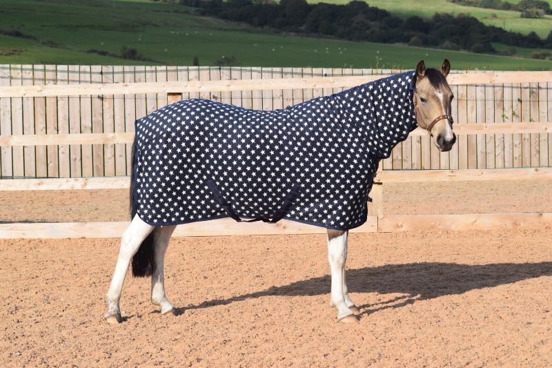 250gsm Fleece Breathable Cooler Moist Anti Sweat Fleece Rug Navy White 5'3 - 7'0