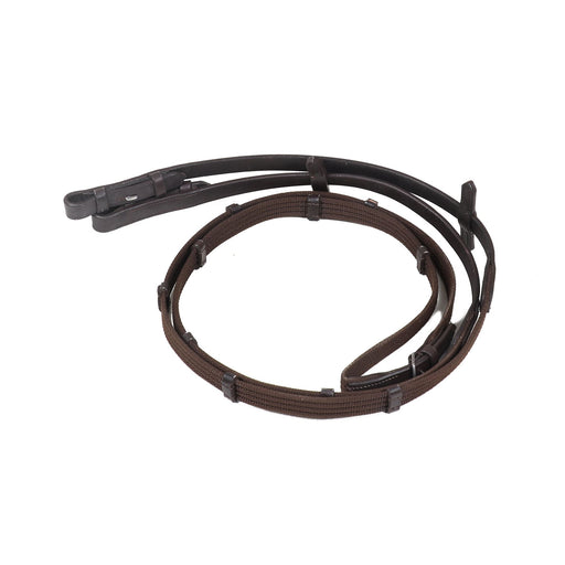 Double Leather Web Continental Reins Billet Stops Brown Full Cob Pony
