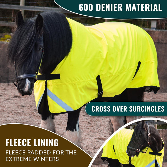 Lite 600 Denier Reflex Horse Turnout Rug Waterproof Fleece Lined Teflon 5'6-6'9