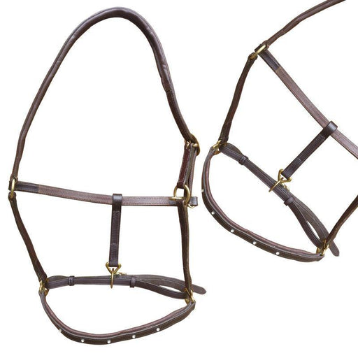 Horse Padded Leather Headcollar Fully Adjustable Diamond Stud Brown Full
