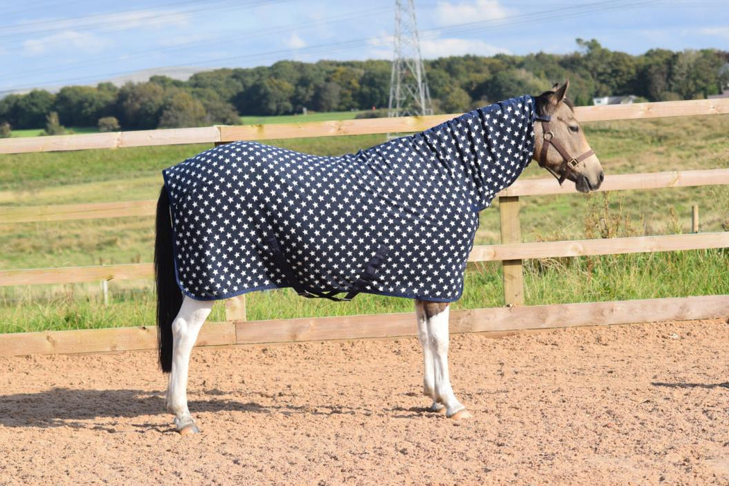 250gsm Fleece Breathable Cooler Moist Anti Sweat Fleece Rug Navy White 5'3 - 7'0