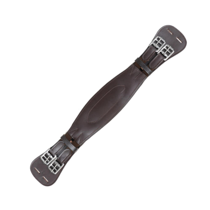 Padded Leather Short Dressage Girth With Roller Buckles Black Brown 16'' - 28''