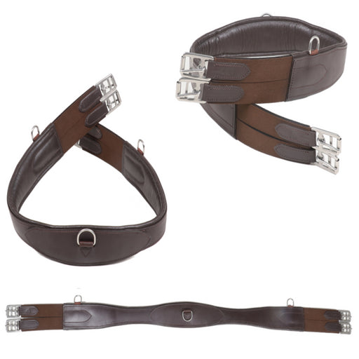 Elasticated Padded Leather Comfort Girth Chafe Saddle Black Brown 38'' - 62''