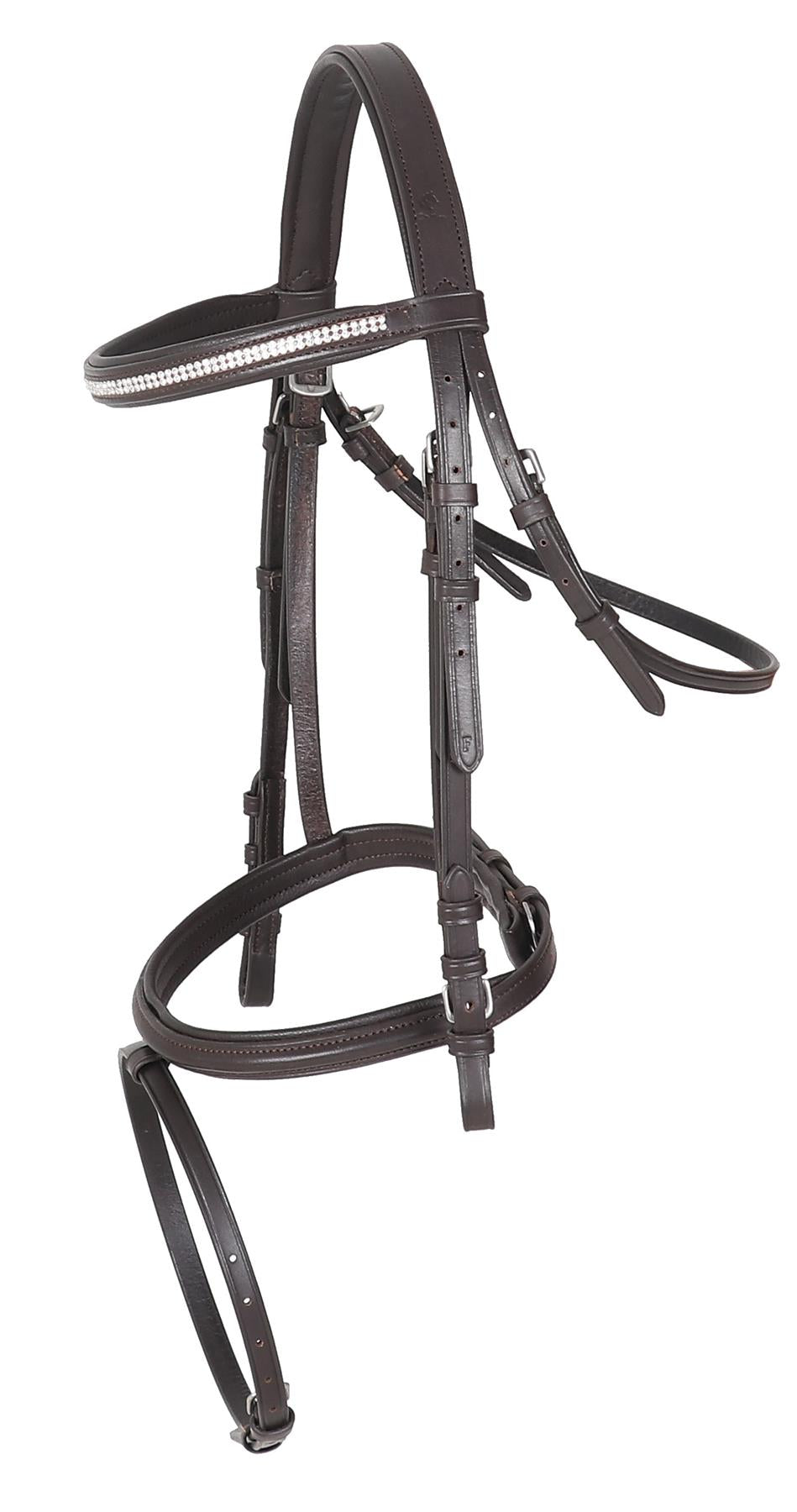 Leather Padded Horse Bridle with FREE Reins Flash Noseband Black Brown 4 Sizes