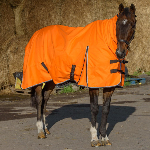 1200 Denier Lite Rain Horse Turnout Rug Waterproof Teflon Combo Neck Orange 5'3-6'9