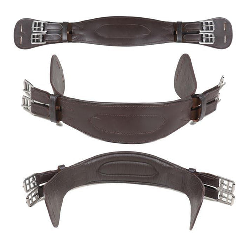 Padded Leather Short Dressage Girth With Roller Buckles Black Brown 16'' - 28''