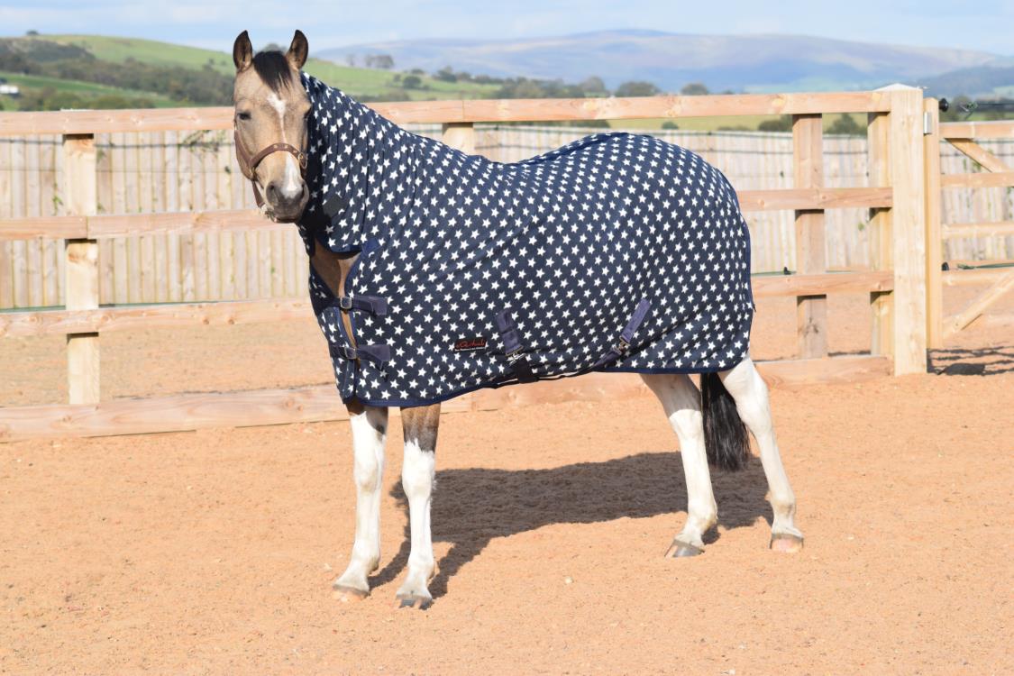 250gsm Fleece Breathable Cooler Moist Anti Sweat Fleece Rug Navy White 5'3 - 7'0